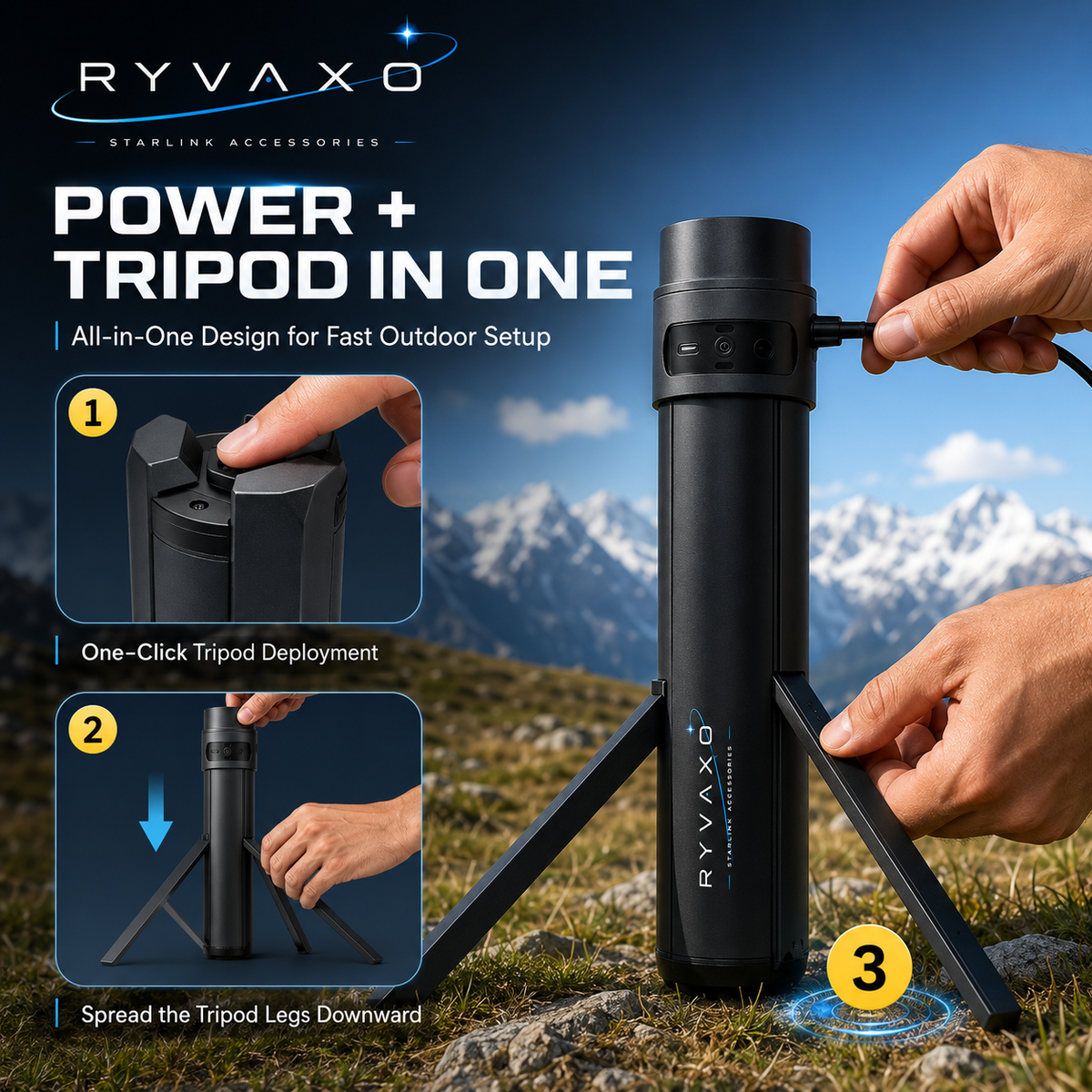 Ryvaxo Starlink Mini portable power bank for RV and camping setup, product detail image 3