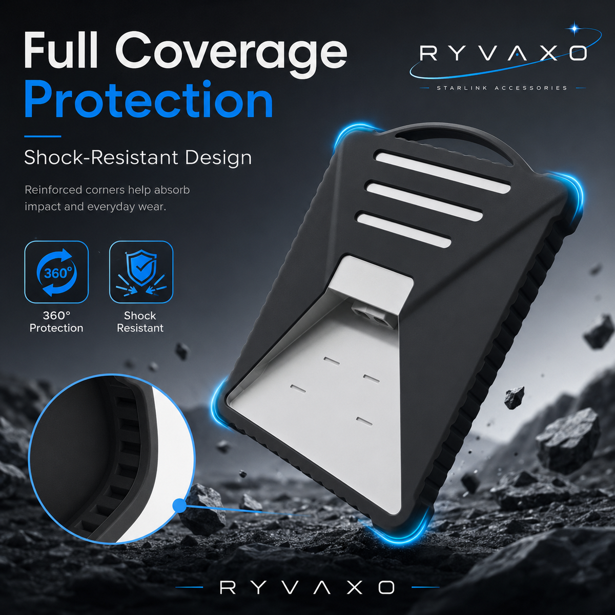 Ryvaxo Starlink Mini protective cover for RV and camping setup, product detail image 2