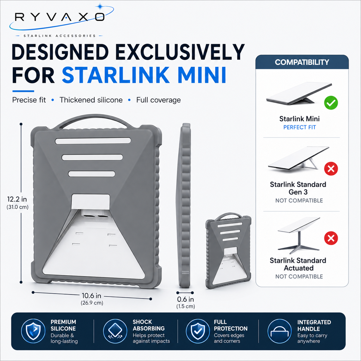 Ryvaxo Starlink Mini protective cover for roof installation, product detail image 3