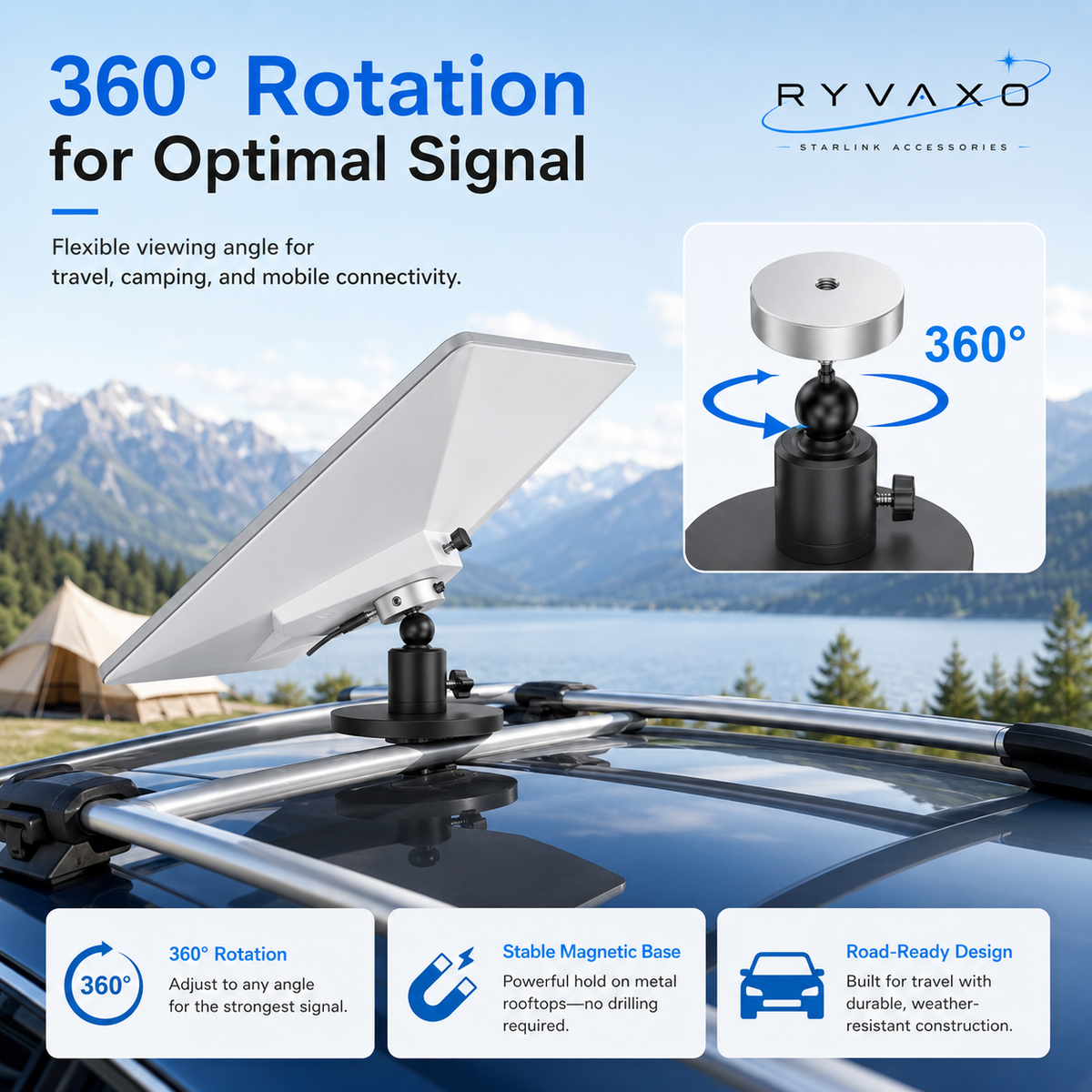 Ryvaxo Starlink Mini car charger adapter for RV and camping setup, product detail image 2